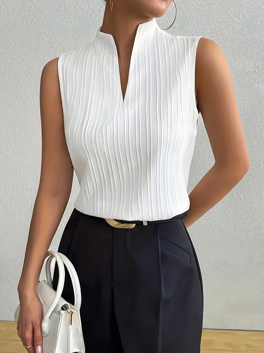 Women's V-Neck Sleeveless Top - White