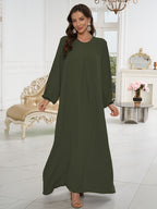 1pc Stylish Holiday Attire, Featuring a Relaxed Fit And Versatile Solid Color, Perfect for Everyday Use. This Comfortable And Casual Women'S Abaya Dress Is Ideal for Muslim Women, Offering Long Dresses And Elegant Robes for Ladies - Olive Green