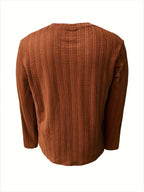 Men's Slim-Fit Long Sleeve T-Shirt - Casual & Stylish, Perfect for Fall/Winter, Machine Washable - Light Brown-1