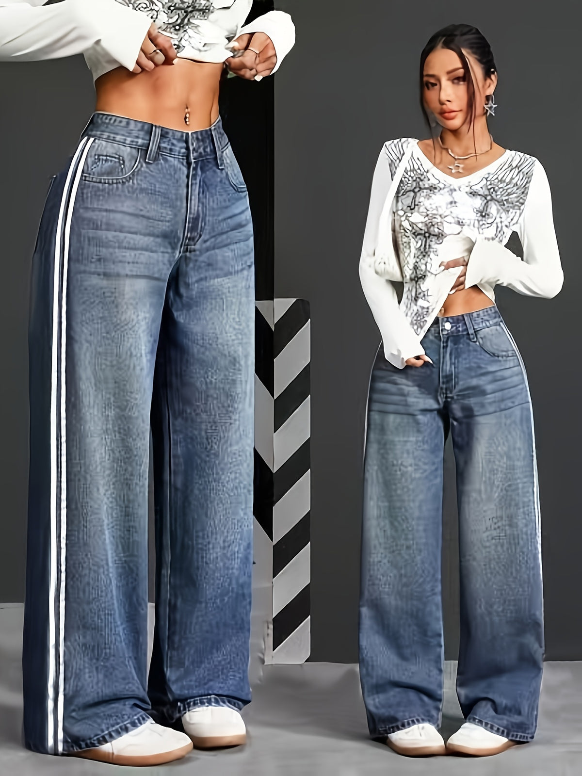 Women's Casual Sporty Versatile Straight-Leg Jeans - Sea Blue