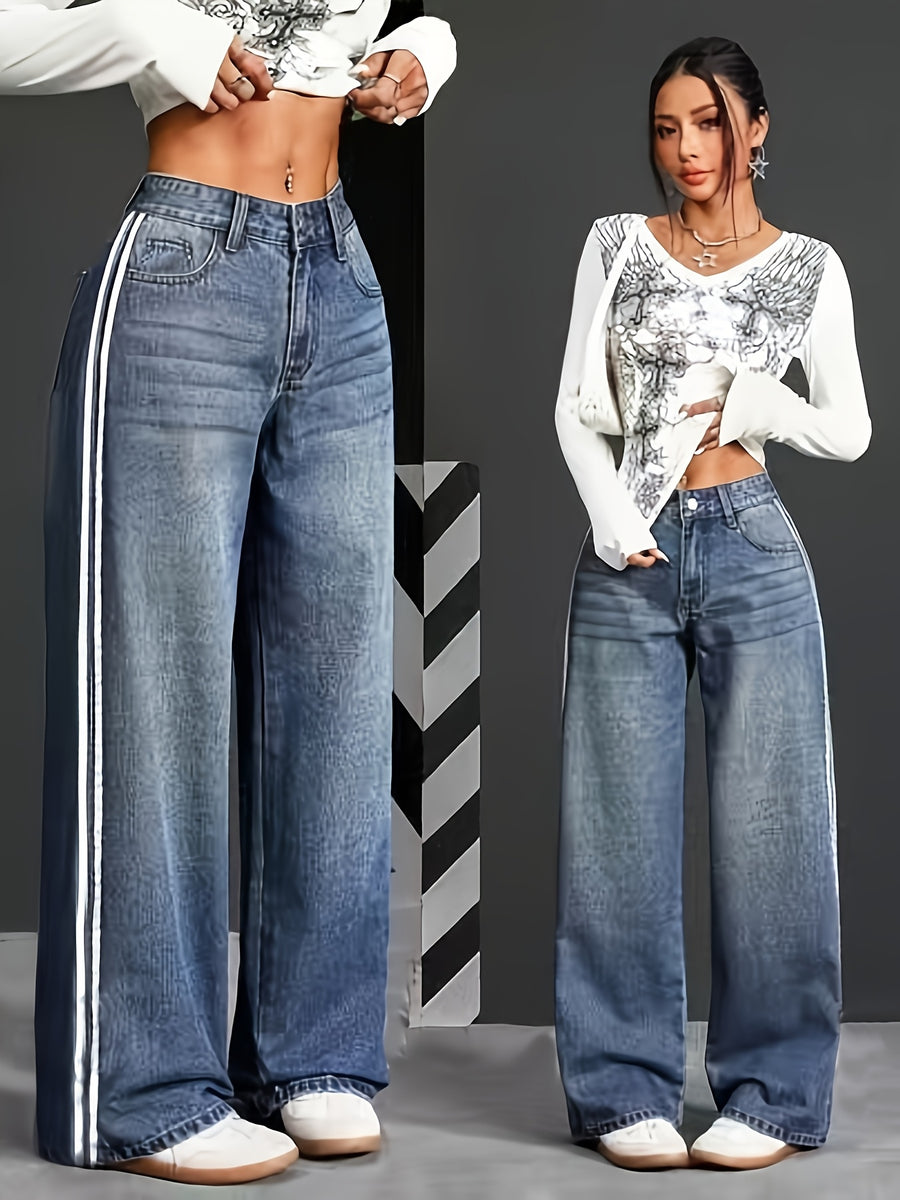 Women's Casual Sporty Versatile Straight-Leg Jeans - Sea Blue
