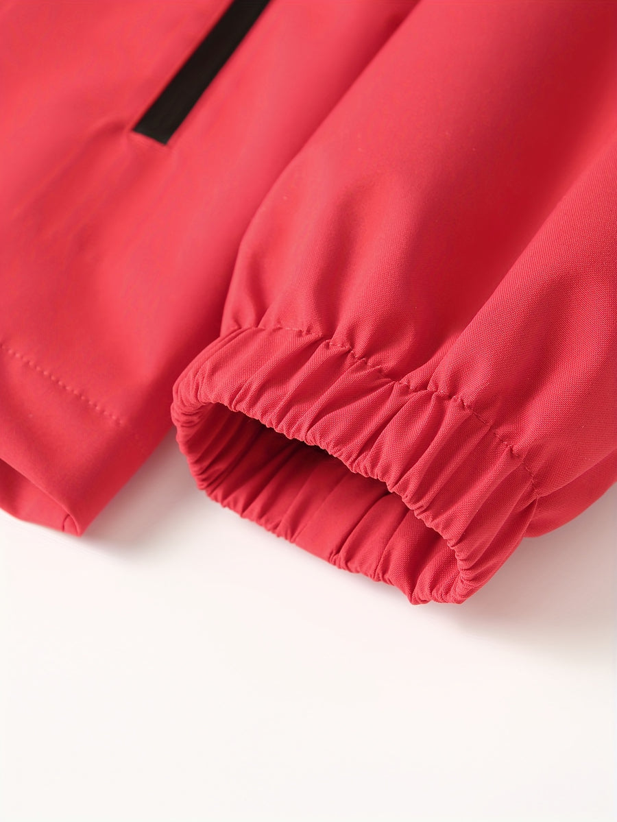 Men's New Jacket Coat Spring Autumn Casual Jacket Sports Outdoor Zipper Pocket, Hooded Design - Red