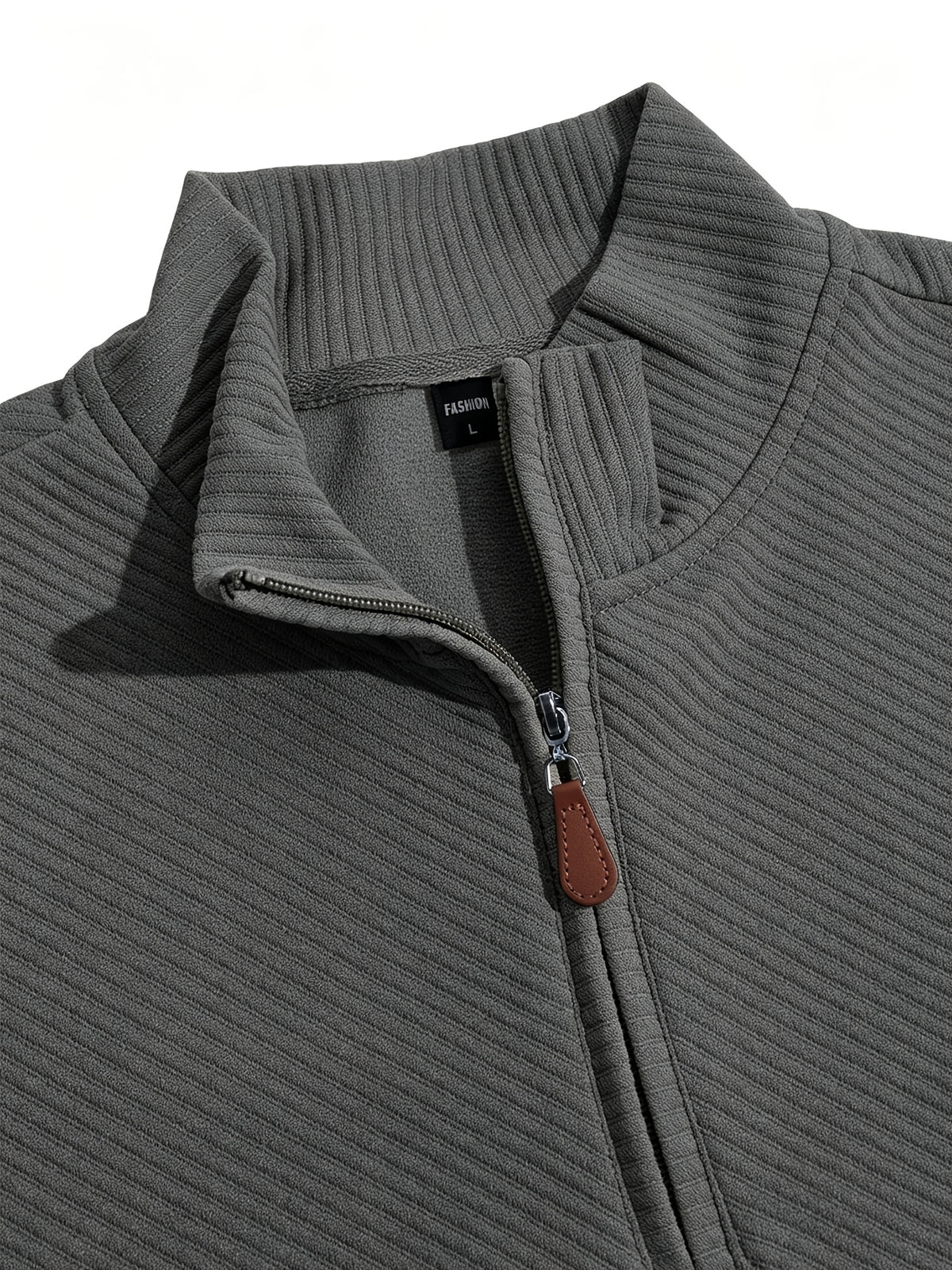 BOWZ Men's Casual Top, Solid Color Stand Collar Sweatshirt, Half-Zip Design, Warm Knit Henley Shirt, Skin-Friendly and Sweat-Absorbent, Simple, Casual, Fashionable, and Versatile, Men's Autumn/Winter Long-Sleeve Top, Suitable for Daily Leisure - Dark Gray