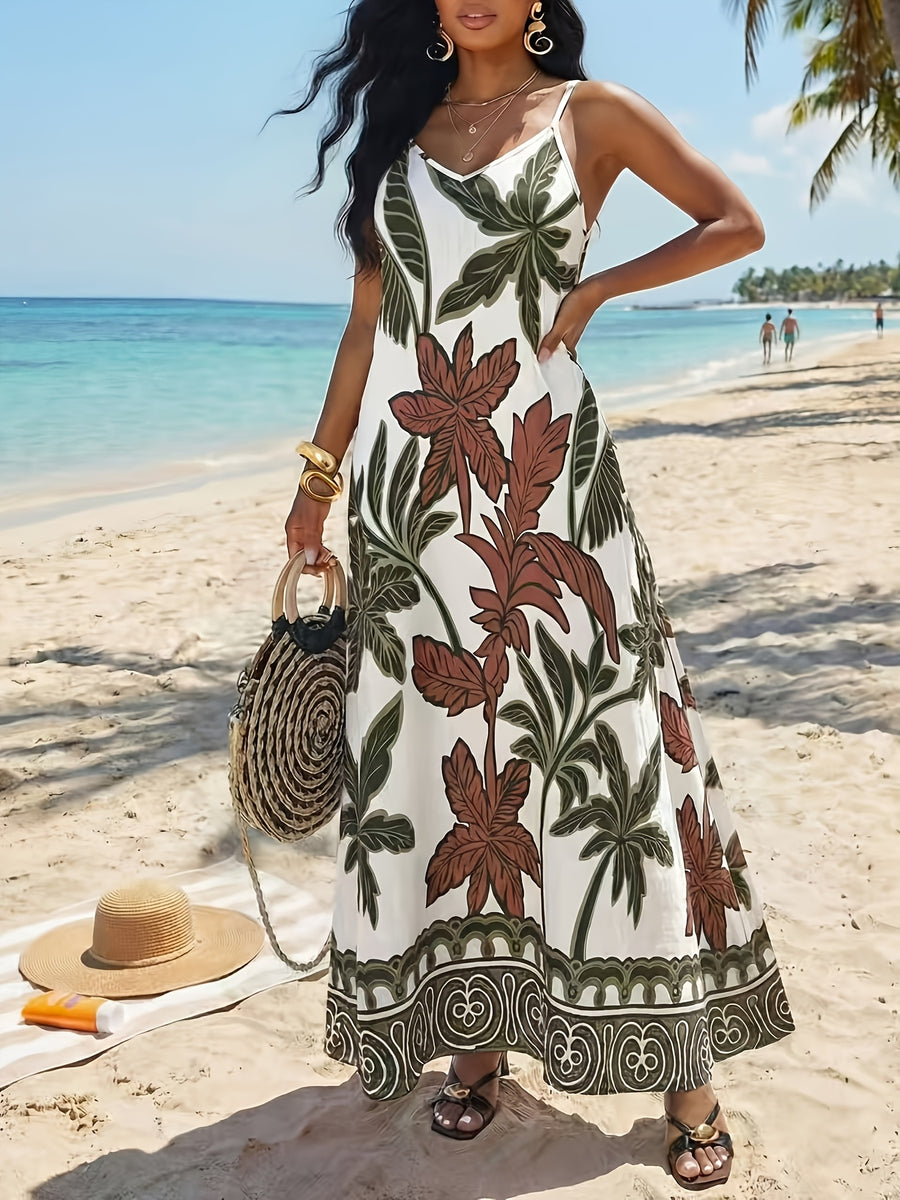 Elegant And Fashionable Bohemian Backless Women'S Dresses, Loose-Fitting Long Dresses, Bridesmaid Dresses, Loose Strapless Birthday And Event Dresses, Holiday Dresses, Bohemian Women'S Clothing, Summer Tropical Dresses, New Women'S Beach Dresses - Green