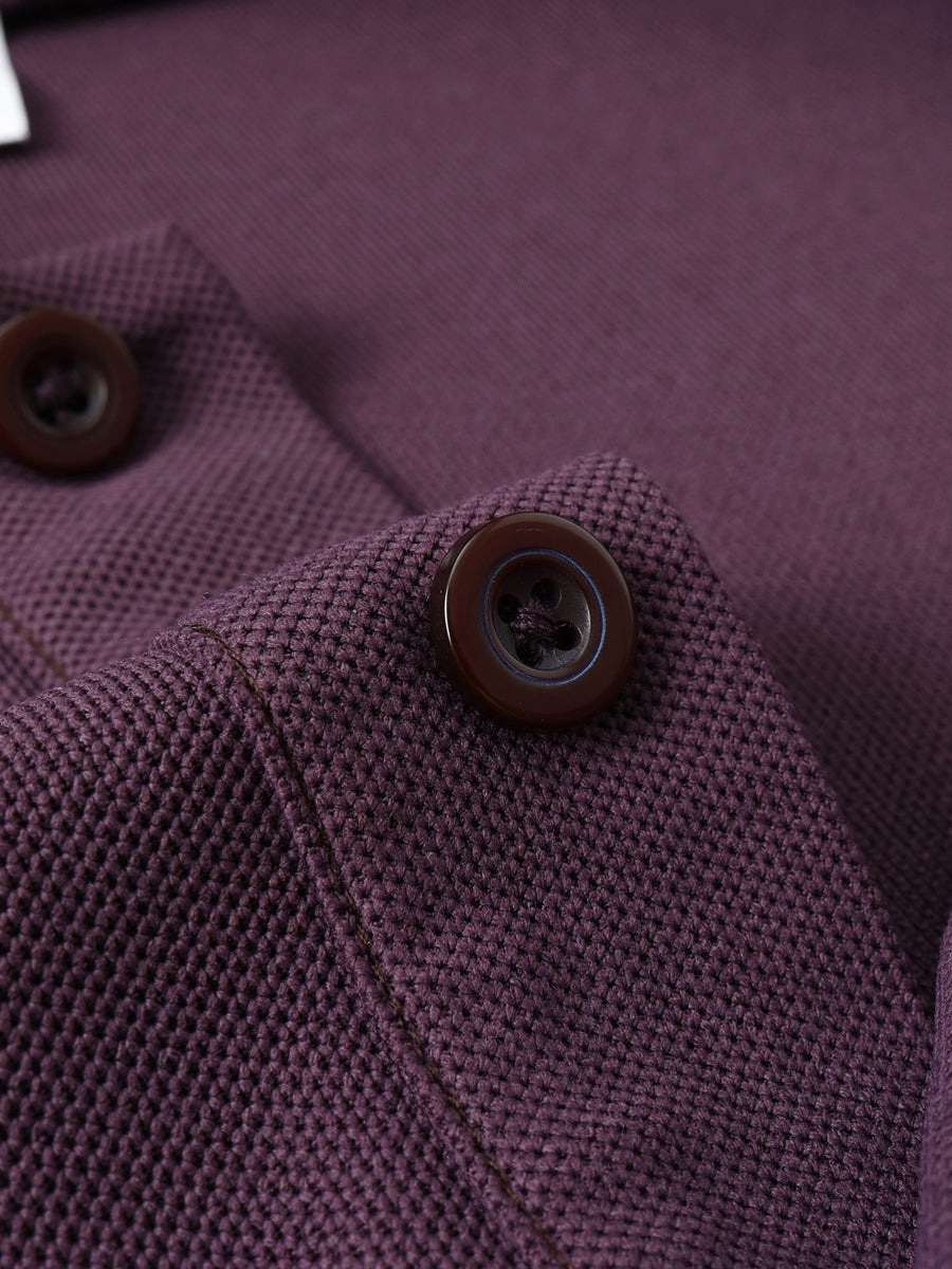 Golf Logo Premium Men'S Casual Polo Shirt, Light Luxury Lapel Long Sleeve, Versatile Fit, Comfortable Fabric, Non-Iron, Suitable for Business Casual Outfits, Men'S Top - Purple