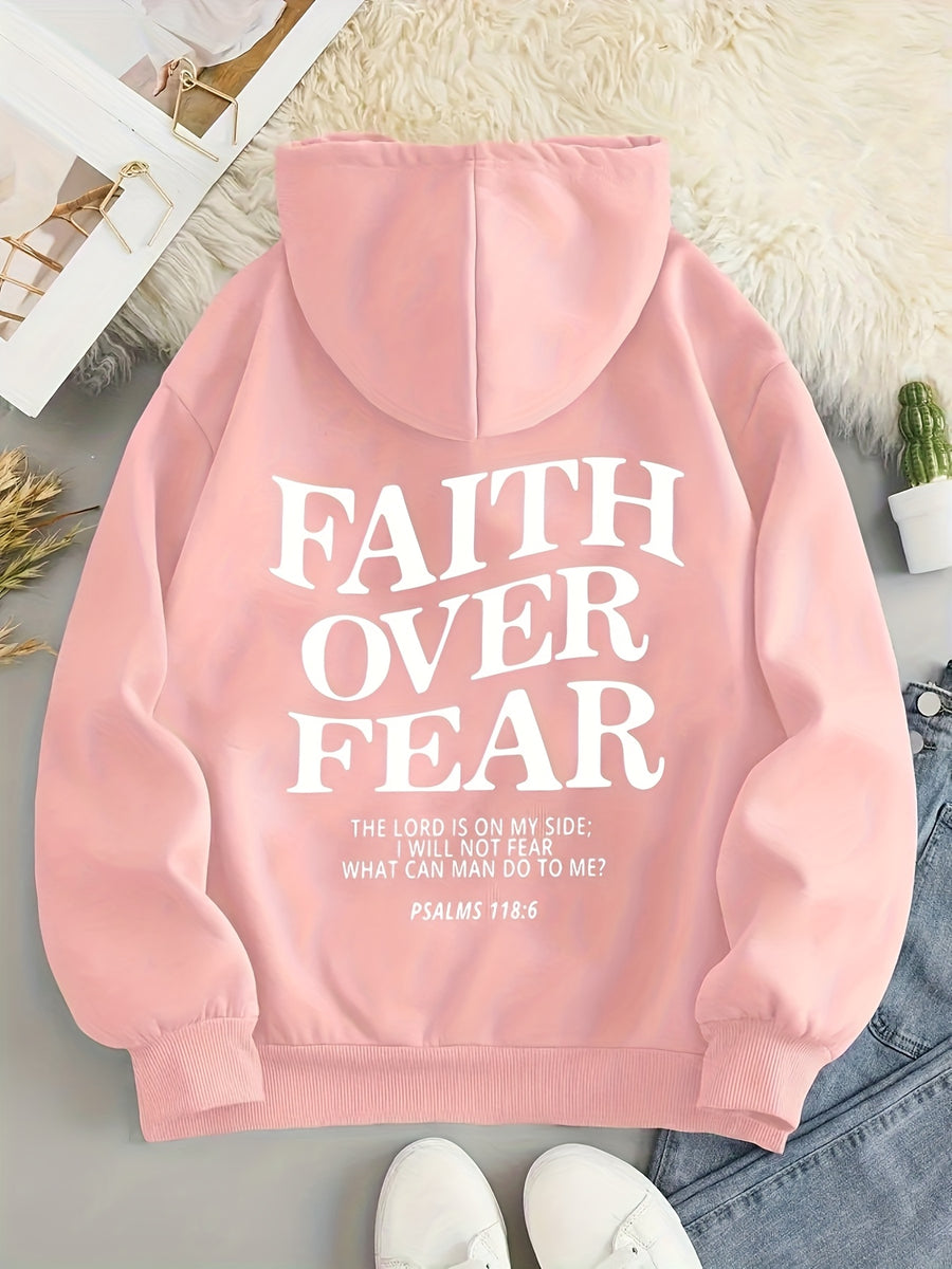 D92 - Women'S Letter Print Hoodie Sweatshirt, Fashion Casual Loose Pullover, Lightweight All-Season Machine Washable Top - DXL576 - Pink Color