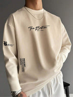 Men's Spring/Autumn Fashionable Versatile Simple Printed Casual Crew Neck Long Sleeve T-Shirt, Digital Print - No Texture - Mixed colors