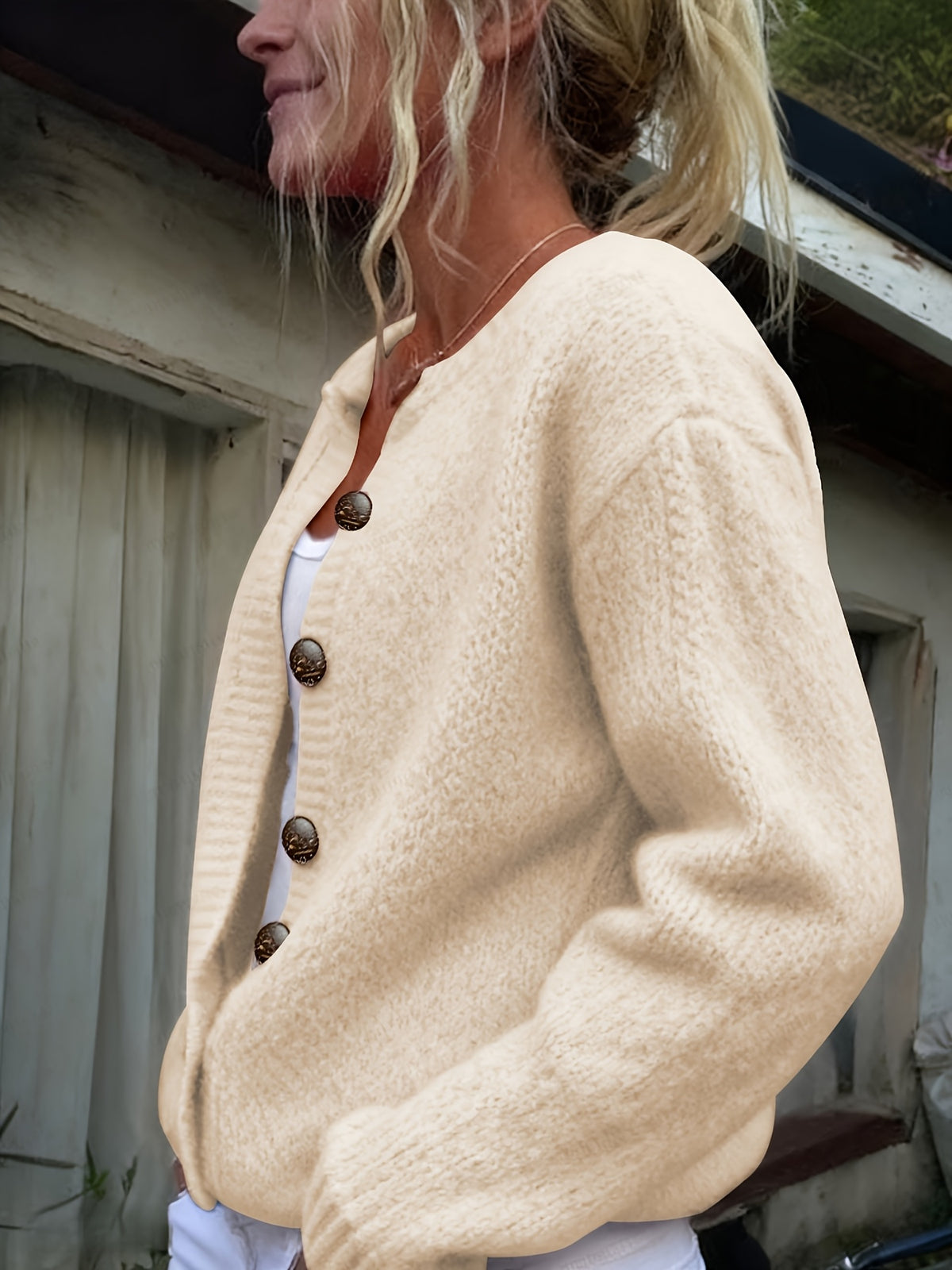 Women'S Thick Needle Sweater, Suitable for Autumn And Winter, Casual Warmth, Elegant And Versatile, Ideal for Holiday Parties. Long-Sleeved Shirt - Apricot