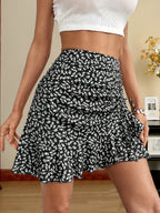 Women's Small Floral Print Ruffled Hem Skirt / Multiple Styles Available - Mixed Color - 1