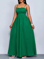 Women's Boho Summer Beach Backless Vacation Maxi DressFlowing Elegant Gown Tropical Dresses for WomenSuitable for Vacation - Dark Green