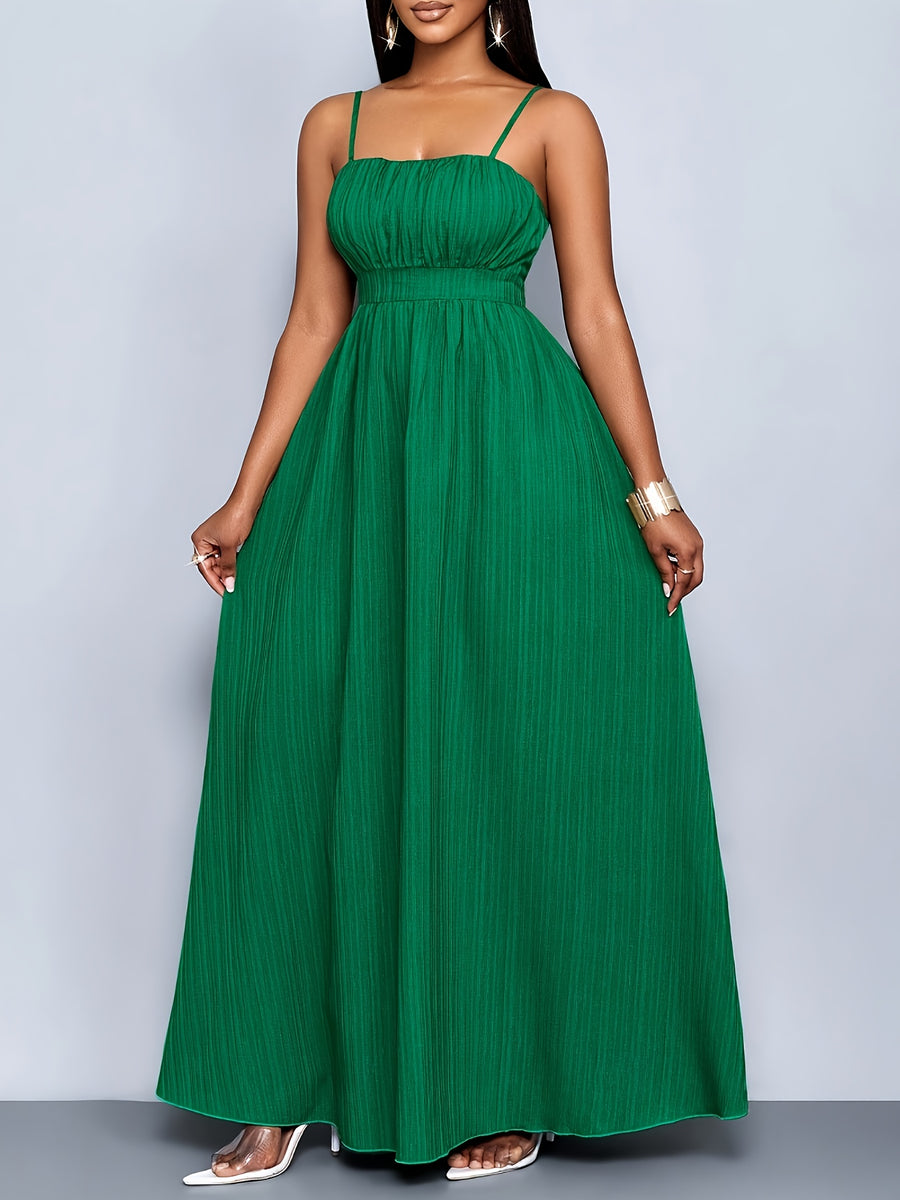 Women's Boho Summer Beach Backless Vacation Maxi DressFlowing Elegant Gown Tropical Dresses for WomenSuitable for Vacation - Dark Green