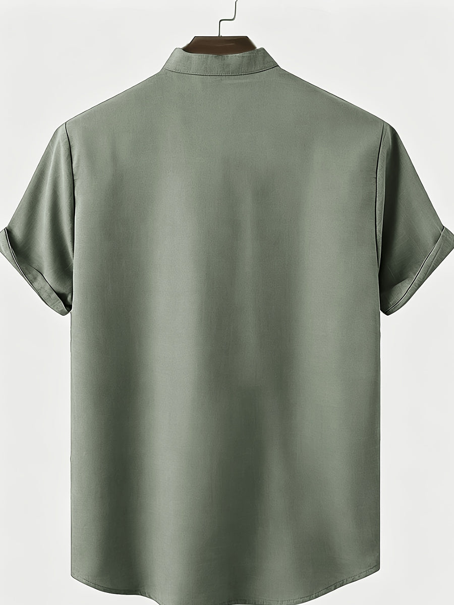 Men'S Short-Sleeve Shirt Ethnic Style Tribal Daily Summer Fashion Comfortable Casual Top - Green