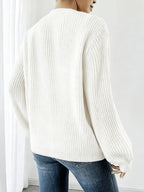 Women'S Comfortable And Good-Looking Long V-Neck Cardigan/Clear Texture Sweater/Very Suitable for Women/Spring Autumn Winter Style Sweater Essential for Women This Is a Set of Fashionable And Comfortable Women'S Clothing with Loose Fit And Lantern S - White