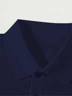 Fashion Men's Short-Sleeve POLO Sporty Style City Letter Layered Digital Print Polo Shirt - Navy Color