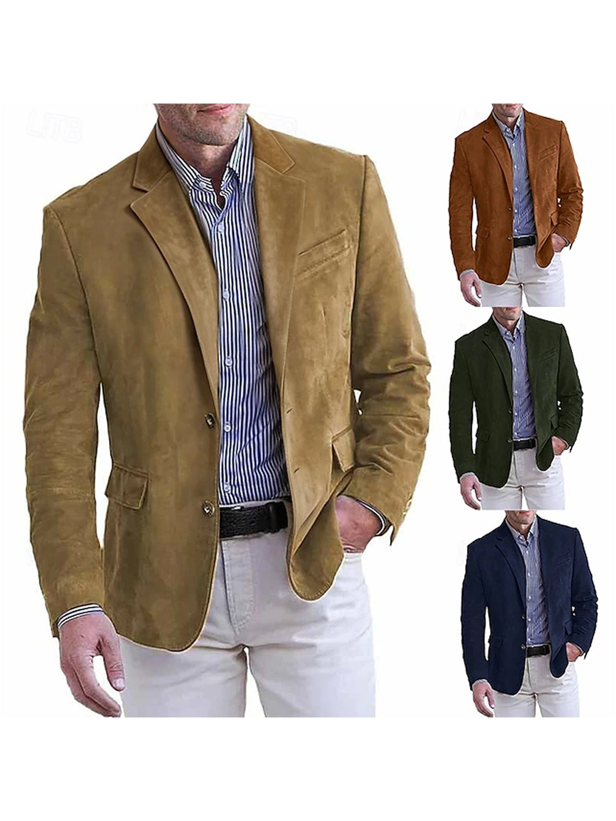 Men's Lightweight Jacket, Casual Jacket, -like Jacket, Outdoor Soft Button Jacket, Spring and Autumn Casual Stand Collar Regular Light Khaki Color Black Navy Blue Khaki Color Army Green Jacket - Khaki