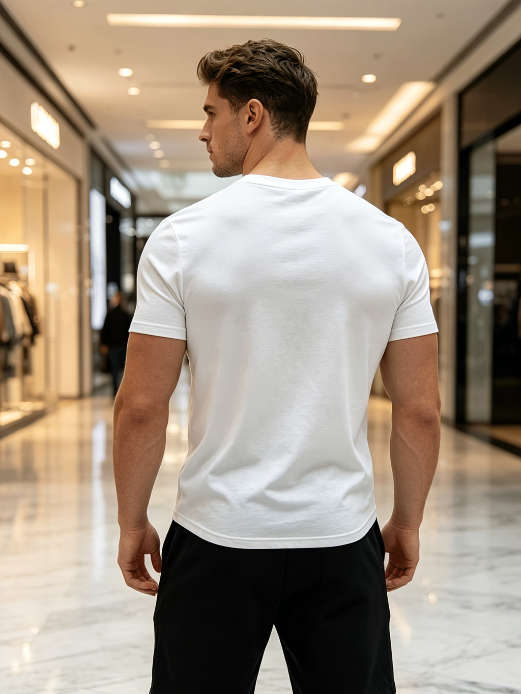 Men's High-Quality 100% Cotton V-Neck T-Shirt, Colorfast Washed, Resists Shrinkage and Fading, Solid Color Short-Sleeve Top for Middle-Aged Men, Suitable for Naps, Walks, Home, and Outdoor Wear - White