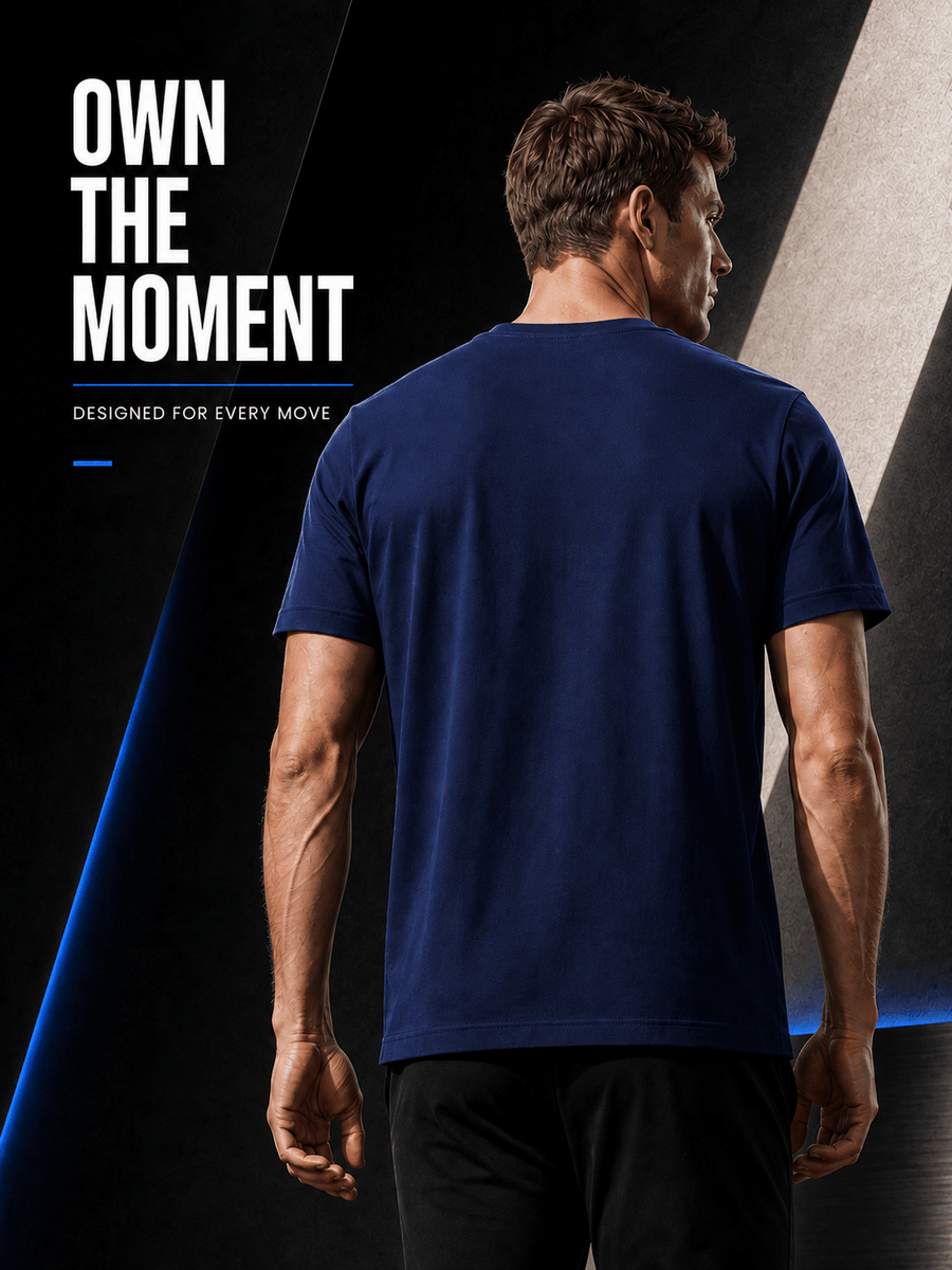 15pcs High-Quality Men'S Solid Color Short-Sleeve T-Shirts, Available in Multiple Colors, Casual, Comfortable, Lightweight, Fashionable, Basic Style Tops, Suitable for Daily Wear, Work, Sports, And As Gifts - Blue15Pack