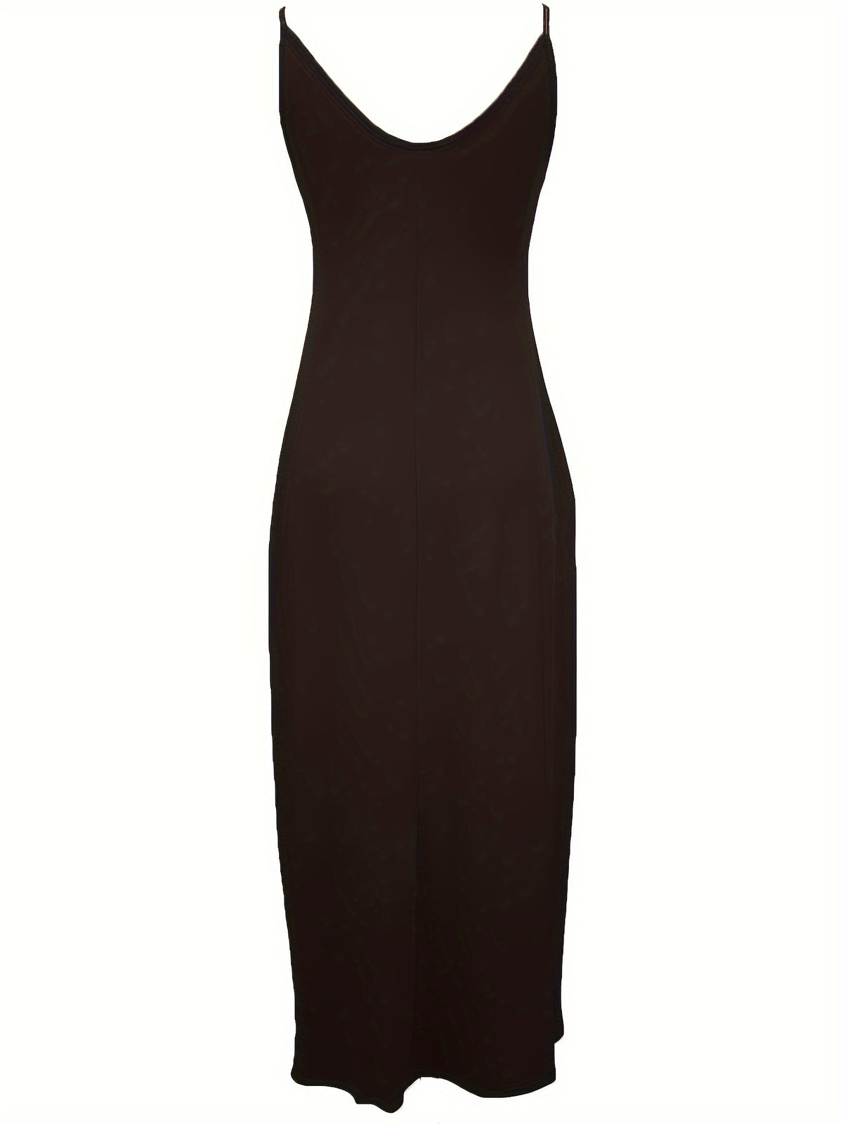 Oriented to European And American Foreign Trade Cross-Border New Women'S Long Dress, Slim And A-Line Solid Color Pattern Suspender Dress - Black