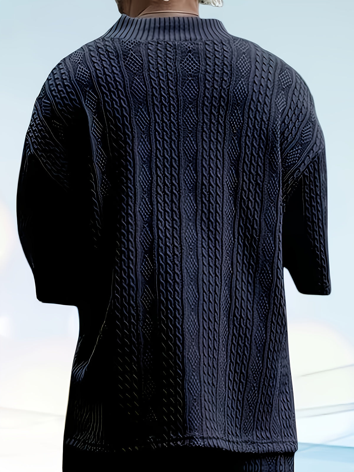 Men's Casual and Comfortable Outdoor Daily Sports Simple and Fashionable Youth High-quality Handsome American Versatile Knitted T-shirt Men's Summer Loose V-neck Sports Solid Color T-shirt Men - Navy Color