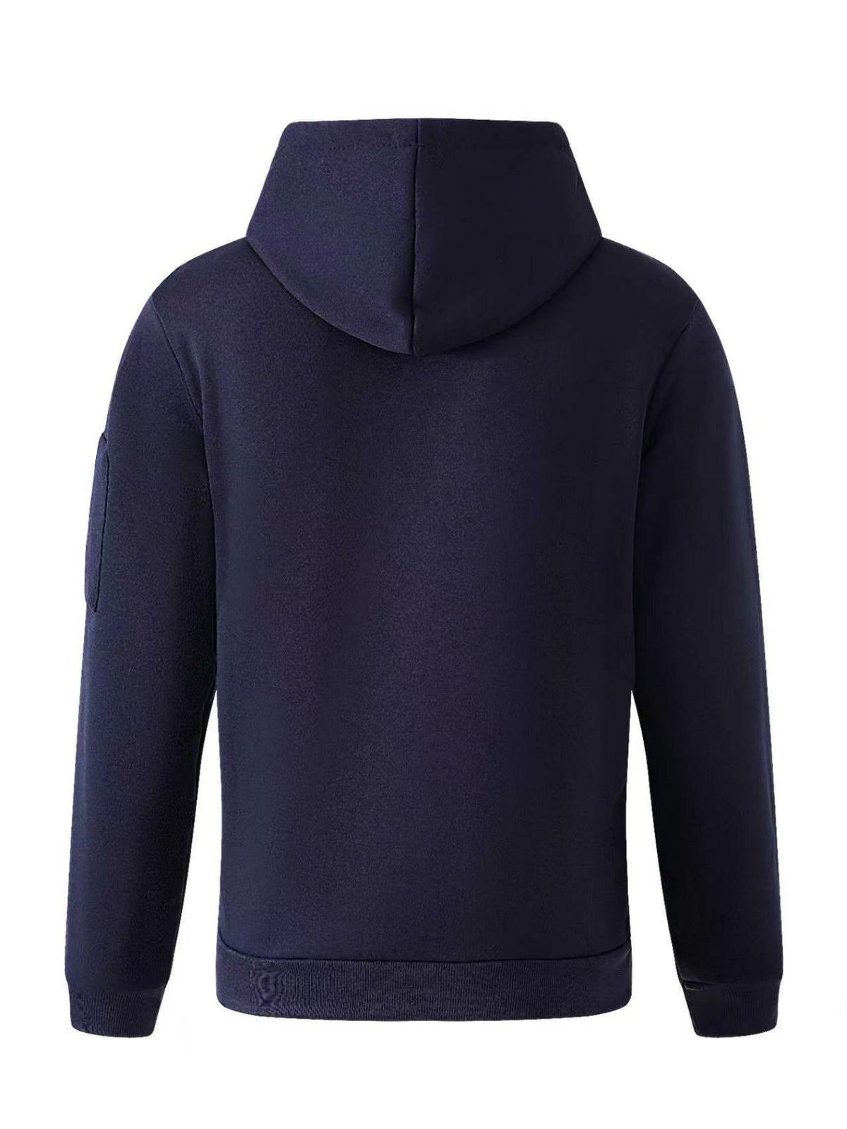 Men'S Athletic Casual Hooded Sweatshirt, Cargo Multi-Pocket Half-Zip Design Brushed K Letter Print Long Sleeve Hoodie - Navy Color
