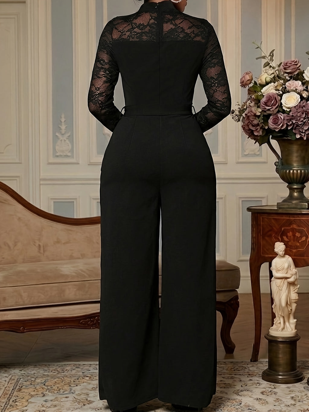 Easy Mature Style Patchwork Lace Bodysuit 2025 New Women'S Clothing Street Fashion Bodysuit - Black