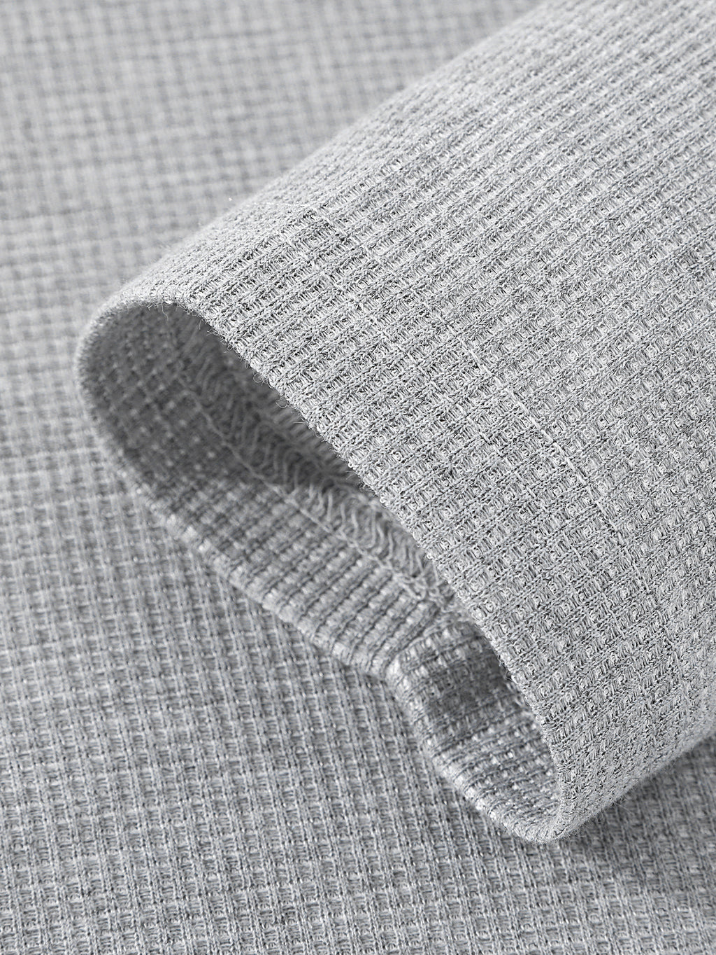 Men's Waffle Knit 2-in-1 Look Long Sleeve T-Shirt, Small V-Neck Patchwork Design, Breathable Textured Fabric Loose Fit, Daily Commute Home Casual Top, Versatile Spring and Autumn Base Layer for Inner or Outer Wear - Light Grey