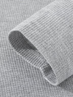 Men's Waffle Knit 2-in-1 Look Long Sleeve T-Shirt, Small V-Neck Patchwork Design, Breathable Textured Fabric Loose Fit, Daily Commute Home Casual Top, Versatile Spring and Autumn Base Layer for Inner or Outer Wear - Light Grey
