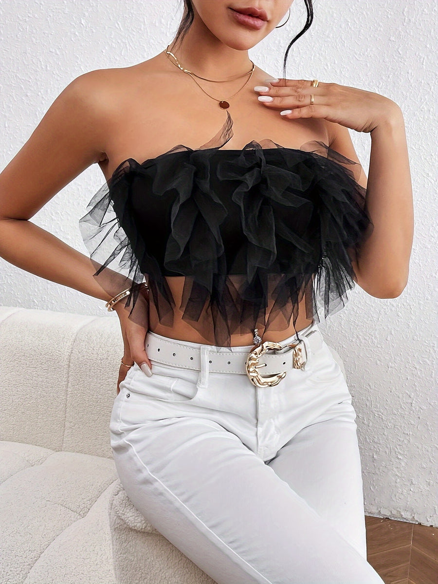 New Fashion Elegant Women's Strapless Top - Black