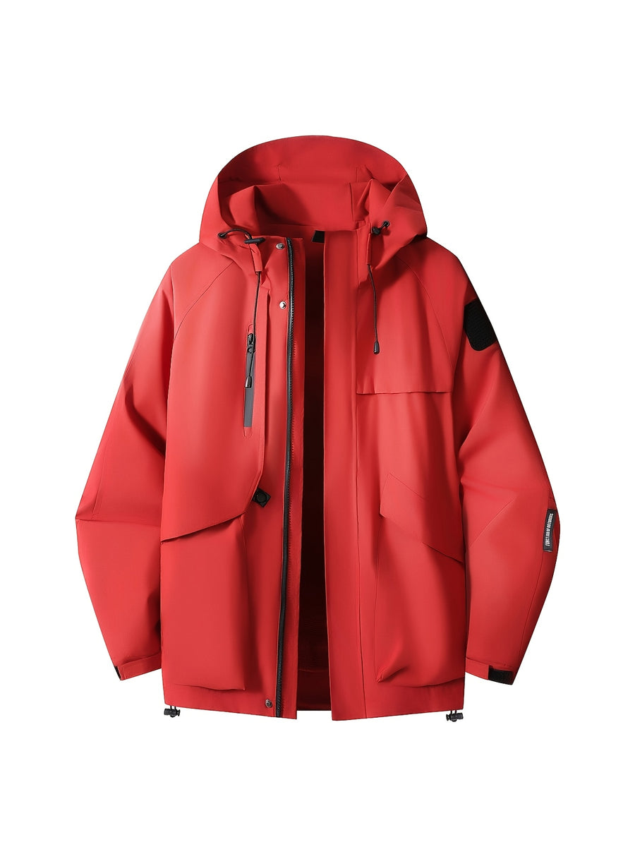 [Qiaoximei OBM] - Suitable for Work Scenarios, Practical Men'S Outdoor Jacket, Durable And Tear-Resistant Fabric, Ideal for Mountaineering, Cycling, Hiking, Camping, Travel, And Daily City Commute, Perfect Gift for Men in Autumn - Red