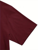 1%[Double-Sided Print]100% Men'S T-Shirt, Casual Versatile Base Layer, Comfortable Sports Top - Burgundy