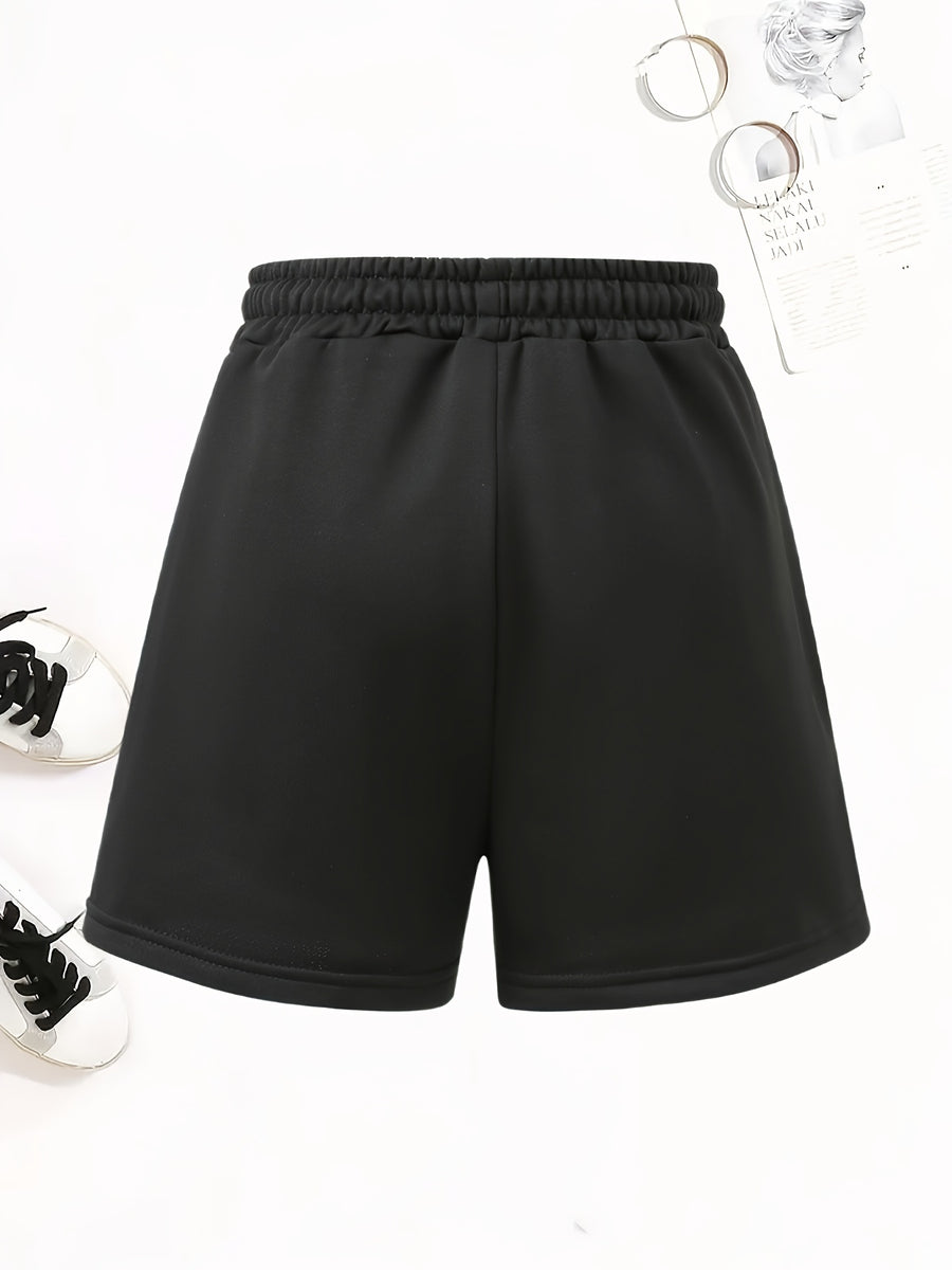 4pcs Women'S Elegant Casual Shorts Set - Butterfly Print, Drawstring Loose Style Summer Vacation Pants, Machine Washable - 4 Pieces Black