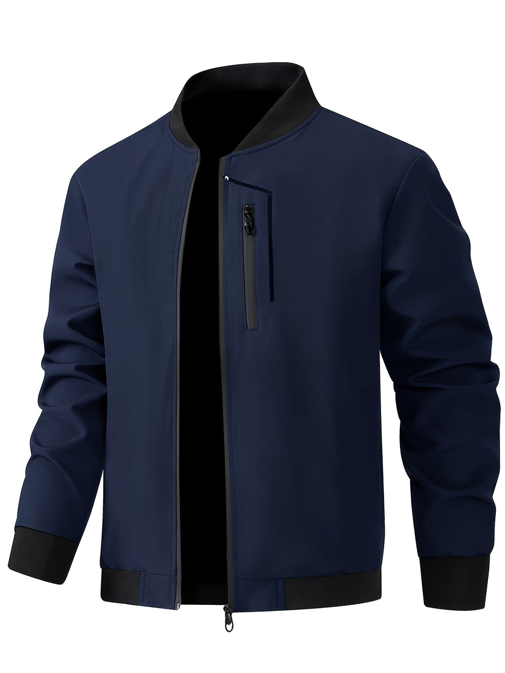 Men'S Casual Jacket, Spring Fall Jacket, Utility Jacket, Zipper Pockets, Chest Pocket Patchwork Craft, Outdoor Windproof Multi-Pocket Top, Suitable for Spring Fall Hiking, Fishing And City Commuting, Durable Fabric, Regular Fit - Royal Blue