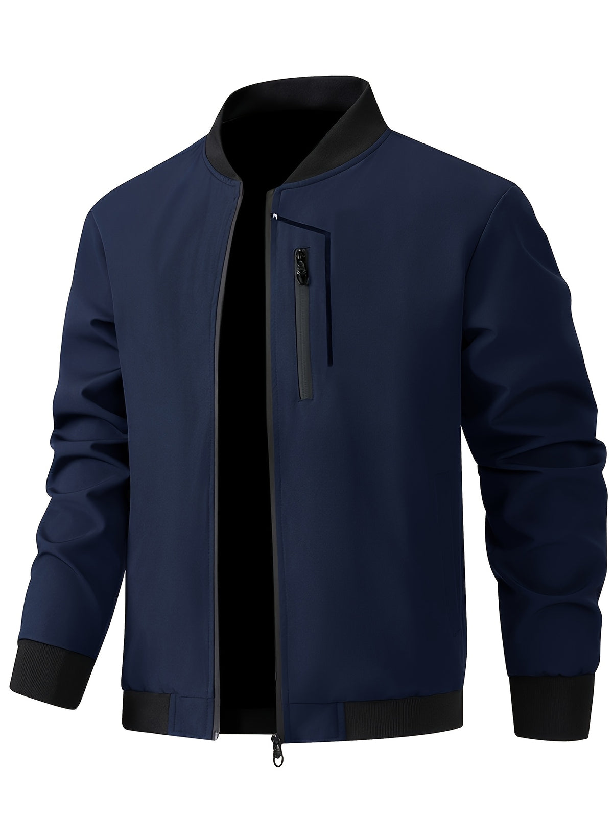 Men'S Casual Jacket, Spring Fall Jacket, Utility Jacket, Zipper Pockets, Chest Pocket Patchwork Craft, Outdoor Windproof Multi-Pocket Top, Suitable for Spring Fall Hiking, Fishing And City Commuting, Durable Fabric, Regular Fit - Royal Blue