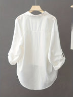Women's Shirt, Lightweight Comfortable Long Sleeve Shirt, Simple Fashion Versatile Loose Casual Women's Shirt - White
