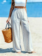 Women'S Casual Wide-Leg Pants, Easy Pinstripe with Subtle Polka Dot Elegant Print, Suitable for Women Who Prefer Gentle Minimalist Style, Vacation Outings, Daily Commute Wear. [Print Design - No Texture] - Mixed colors
