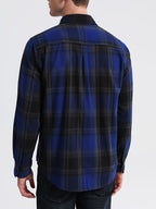 Flannel Plaid Shirt - Blue Black
