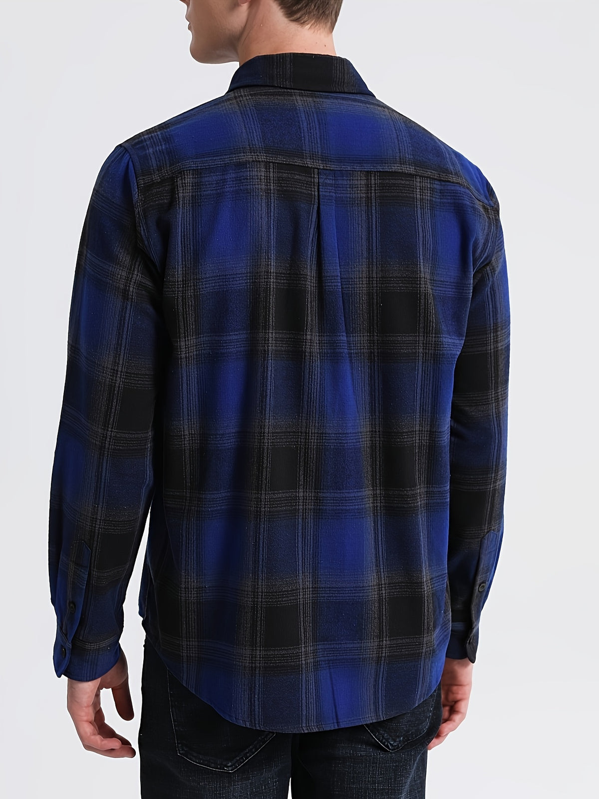 Flannel Plaid Shirt - Blue Black
