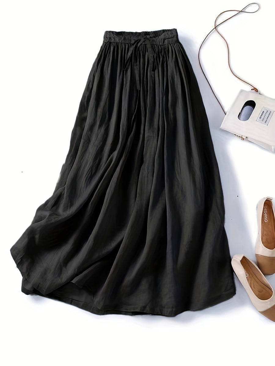 Fashion Casual Comfortable Tie-Waist Skirt - Black