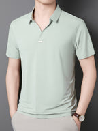 New Men's Seamless Short-Sleeve Shirt, Suitable for Business Casual Wear, Ideal for Both Work and Formal Occasions, Casual and Comfortable Style - Light Green