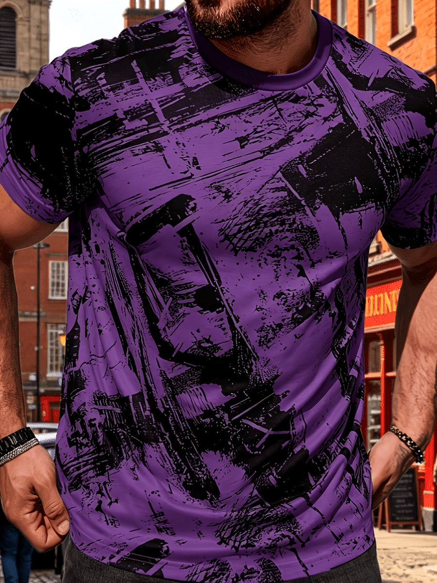 Men's Size-Coded Summer T-Shirts with Printed Design(Non-Textured), Ideal for Seaside Outdoor Sports Outfits - Style 2