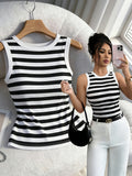 Popular Fashion Versatile Casual Vacation Printed Dress - Black And White