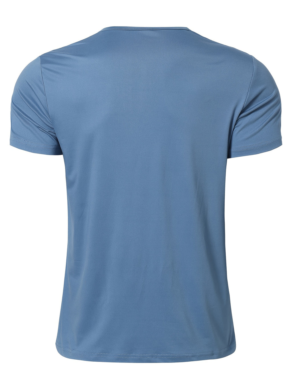 Men's Quick-Dry Moisture-Wicking Henley Shirt - Lightweight Breathable Stretch V-Neck Button-Front Collar T-Shirt Suitable for Gym, Outdoor, & Casual Wear, Solid Color Short Sleeve for Daily Activities & Summer Training (Machine Washable) - Sky Blue