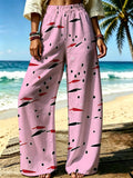 Women'S Casual Wide-Leg Pants, Easy Graffiti Brushstroke Print, Suitable for Women Who Love Sweet-Cool Style, Perfect for Beach Walks And Casual Gatherings. [Print Design - No Texture] - Mixed colors
