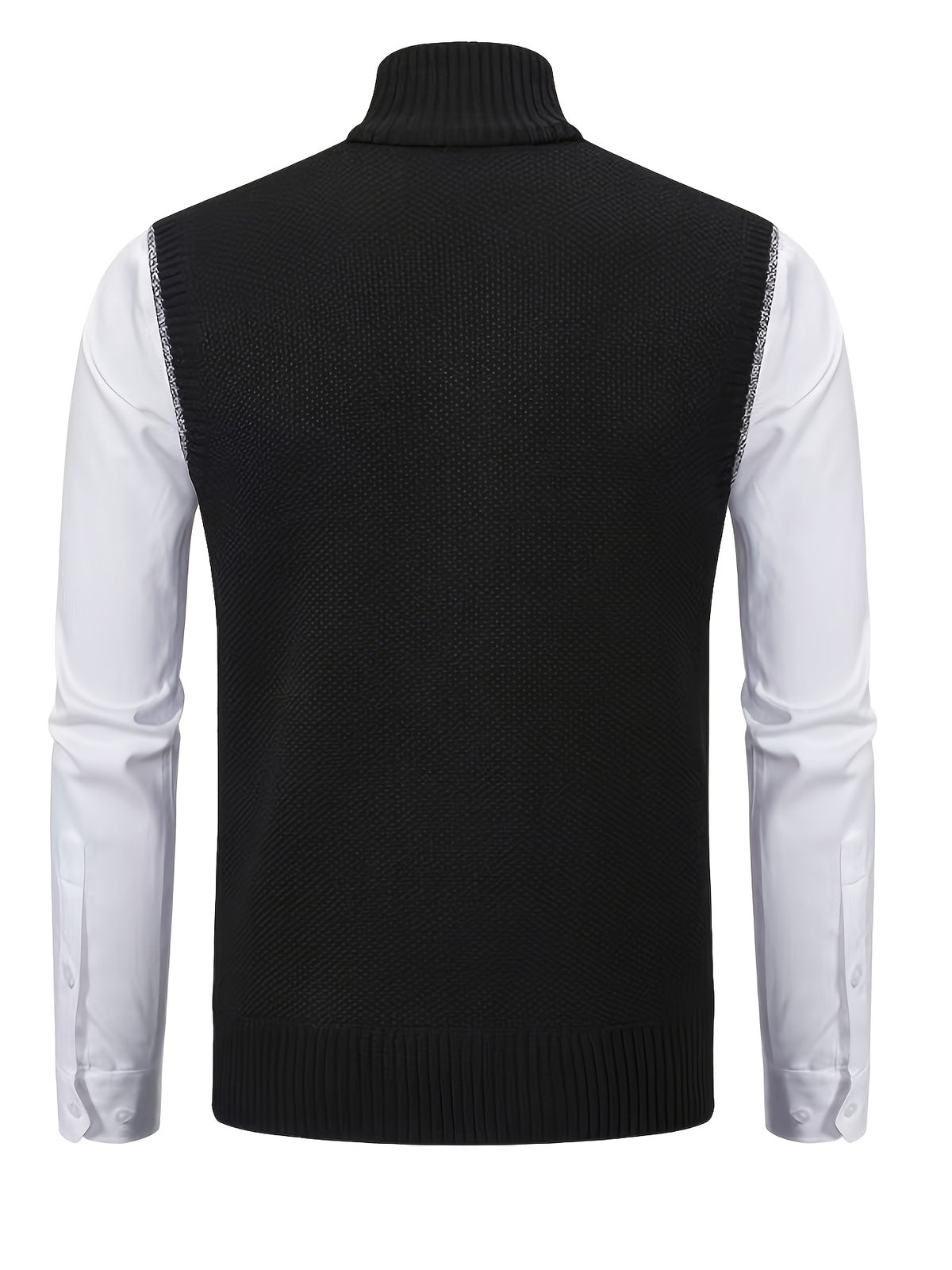 2pcs Spring/Autumn Style Sweater Knit Vest Zipper Cardigan with Real Pockets, Solid Color, Unisex Vest - E7015K+HEI