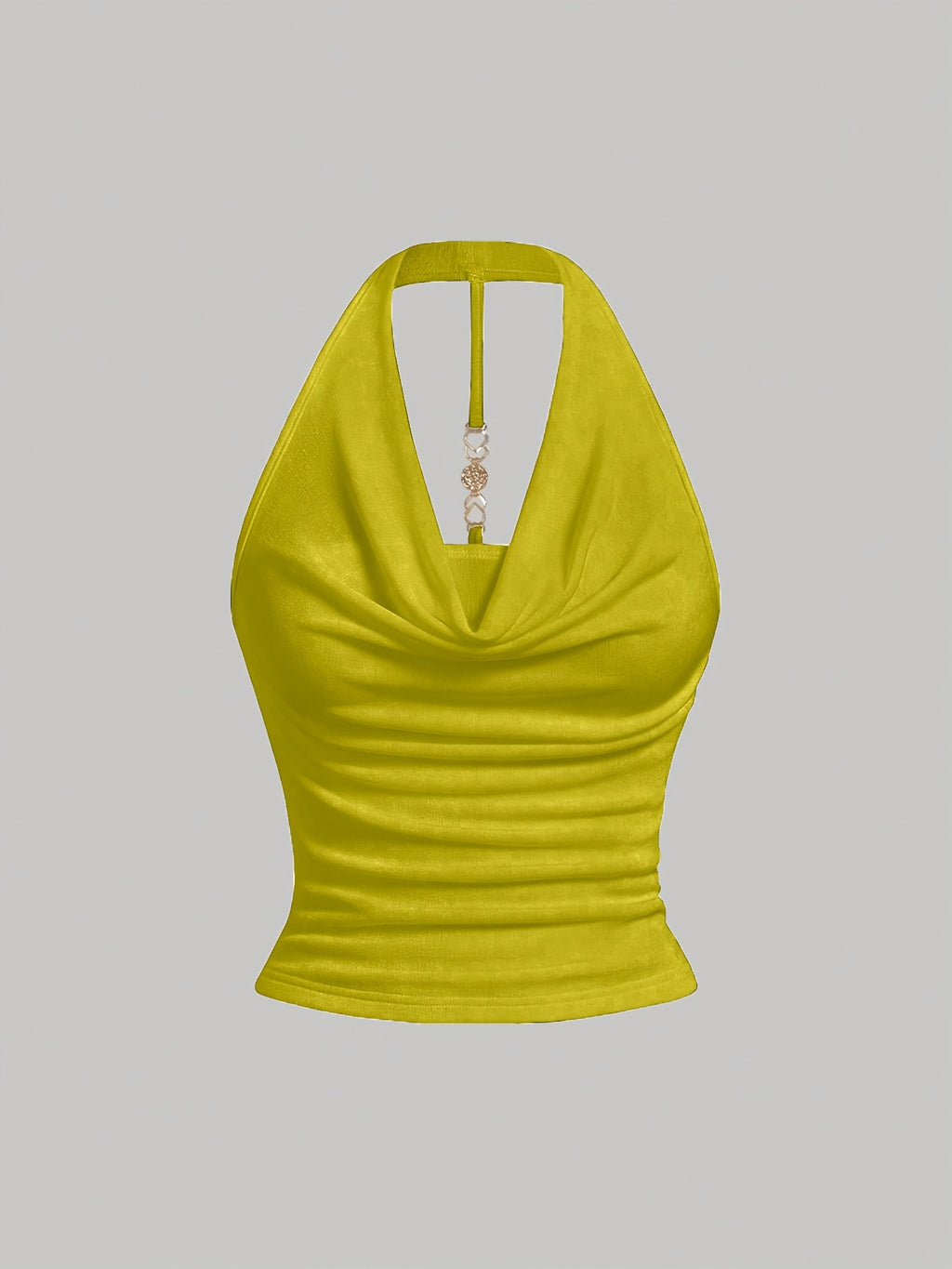 White Halter Neck Strapless Tank Top, Women's Solid Color Sexy Sleeveless Outerwear Top - Matcha Color