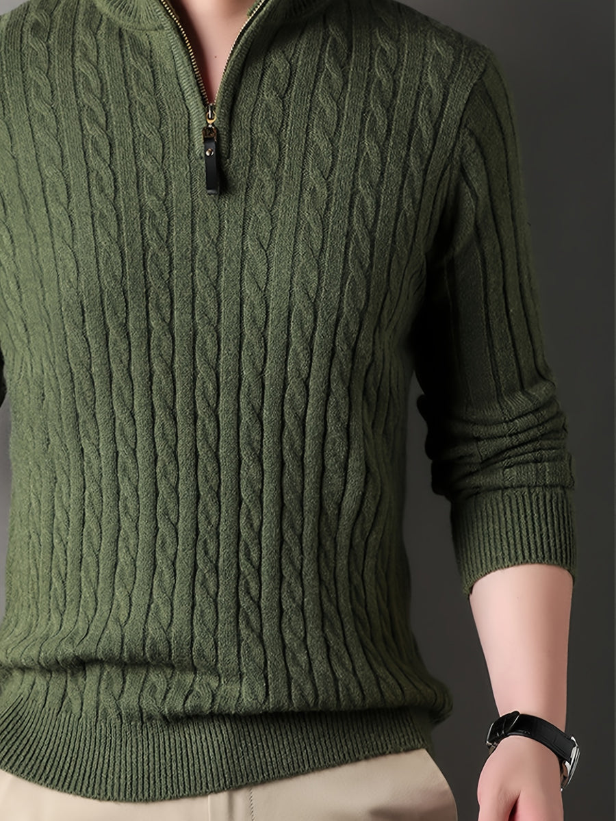 New Autumn Men's Knitted Pullover, Soft and Comfortable, Close-Fitting, Urban Outdoor Fashion, Casual Autumn Wear - Green