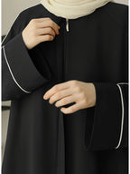 Middle Eastern Muslim Solid Comfortable Robe 8356 - Black