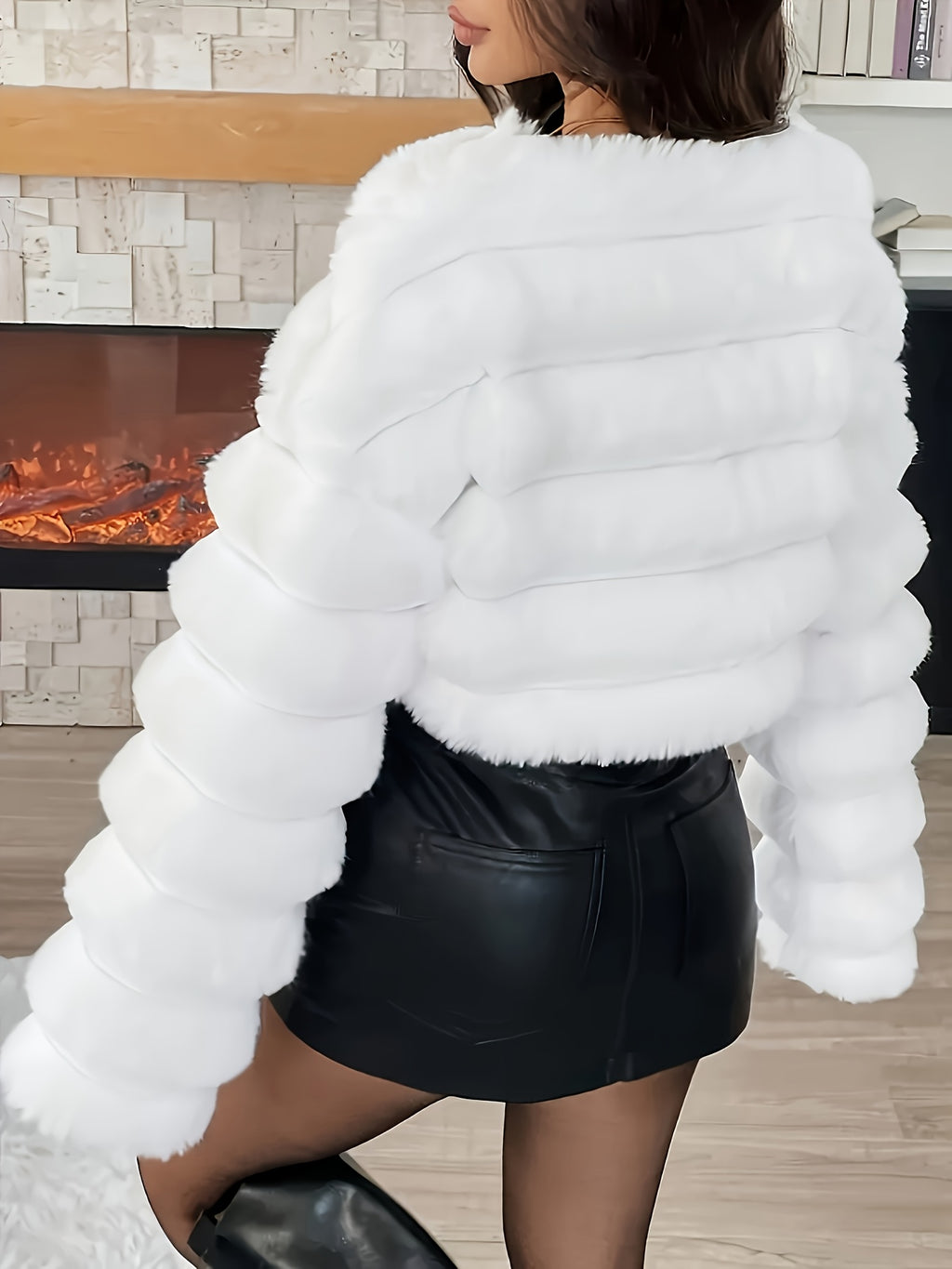 Yudomi Women's Elegant Faux Coat - White