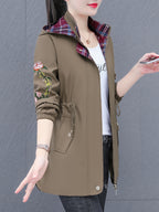 Mom's Trench Coat for Women, Mid-Length 2024 New Style, Spring/Autumn Outerwear for Middle-Aged Women, Stylish Top - Coffee Color