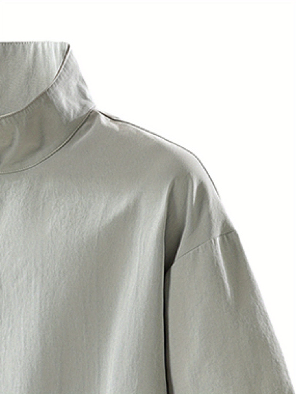Summer New Versatile Stand-Up Collar Men'S T-Shirt Loose Thin Short Sleeve Half-Zipper Breathable Top - Light Grey